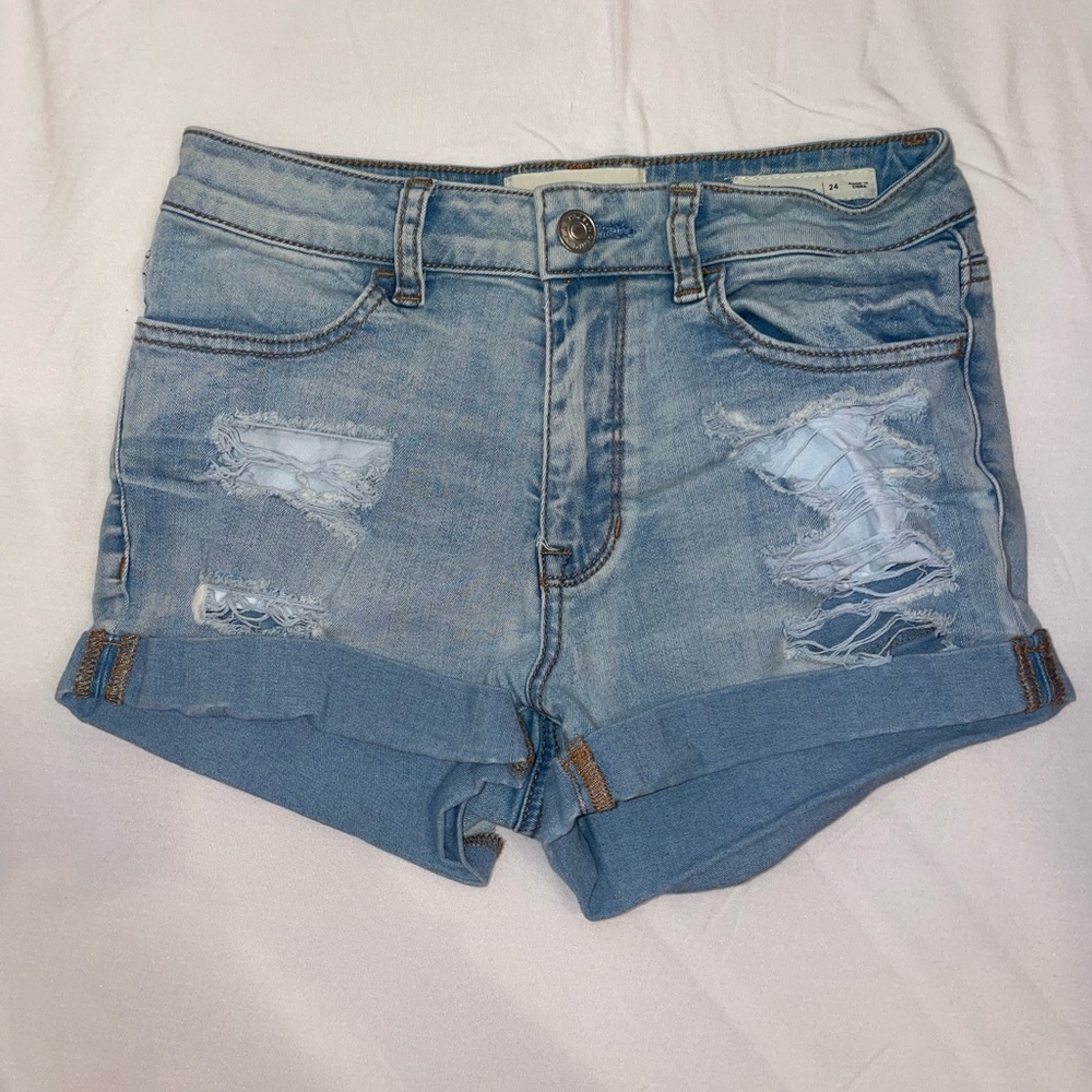 Pacsun high rise super stretch shortie denim shorts size 24